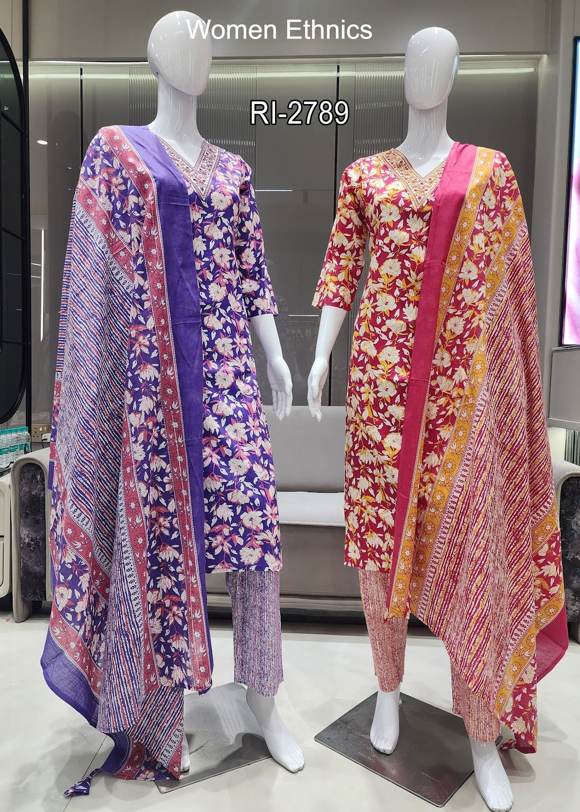 Print 02 Women Ethnics Cotton Slub Readymade Pant Style Suits Manufacturer Ahmedabad
