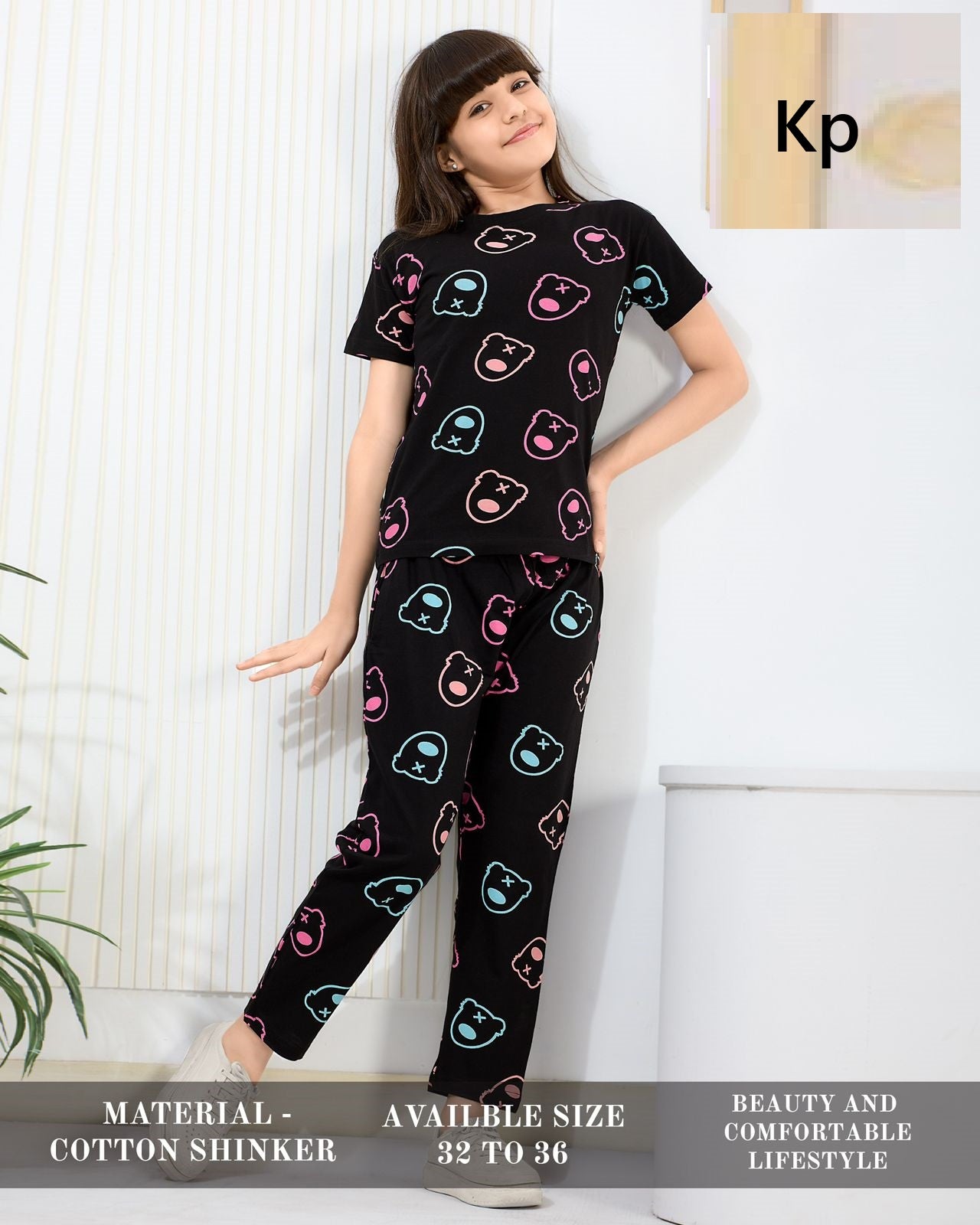 Print 030626 Kp Cotton Girls Night Suits Supplier India