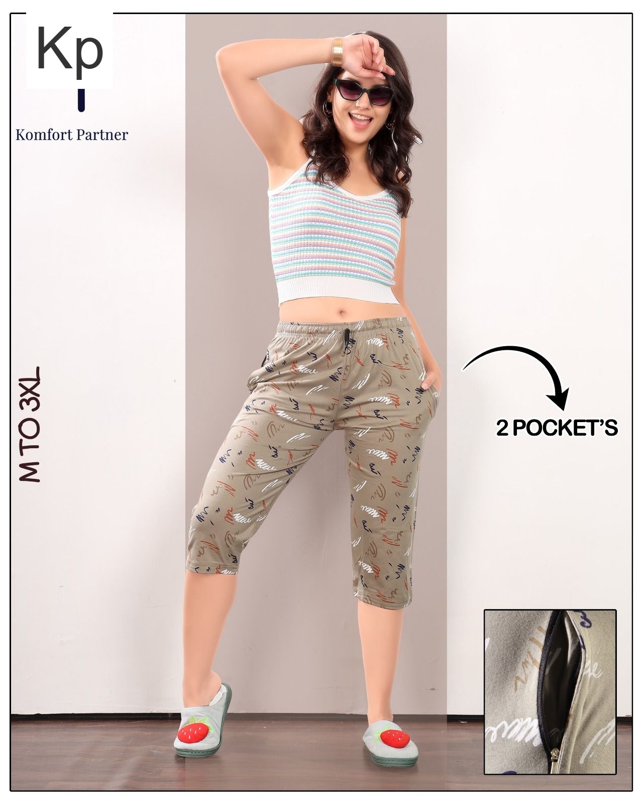 Print 0602 Kp Cotton Womens Capri Wholesaler India