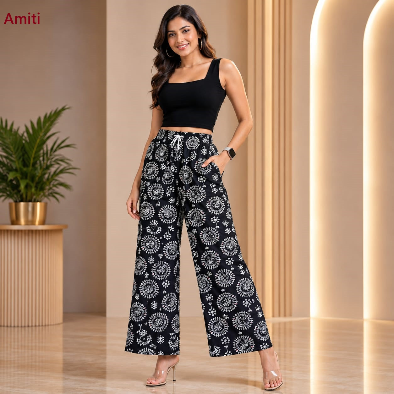Print 200726 Amiti Liva Branded Palazzo Manufacturer Ahmedabad