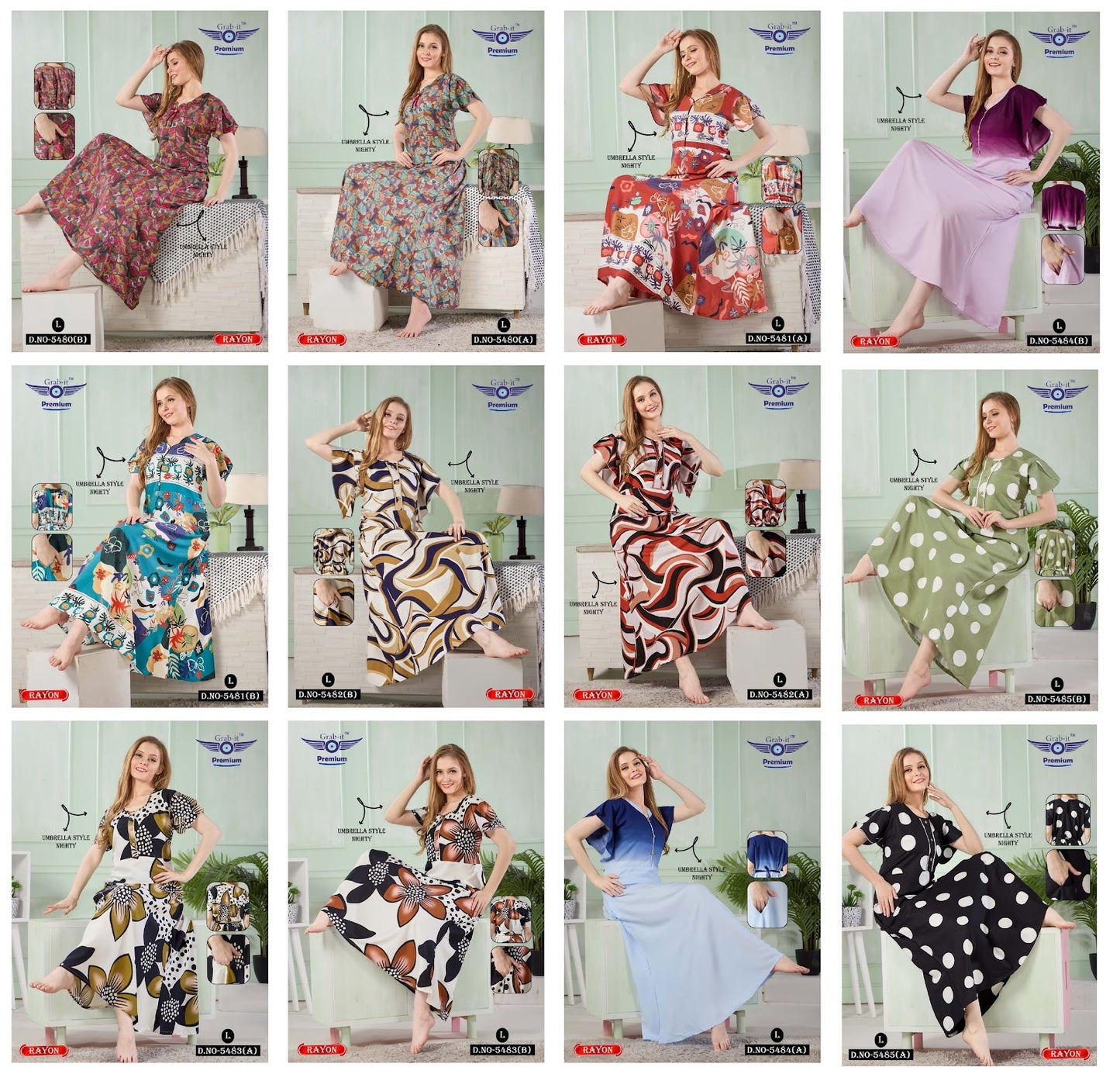 Print 5480 To 5485 Grab It Night Gowns Manufacturer India