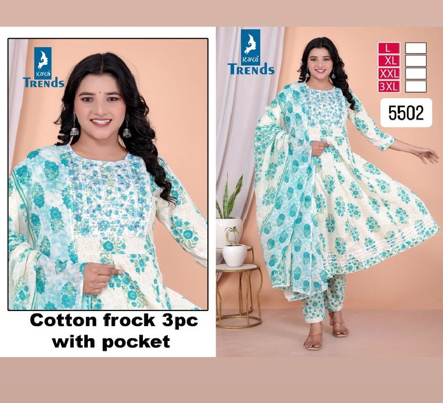 Print Anarkali Kaya Readymade Cotton Pant Suits Wholesale Price