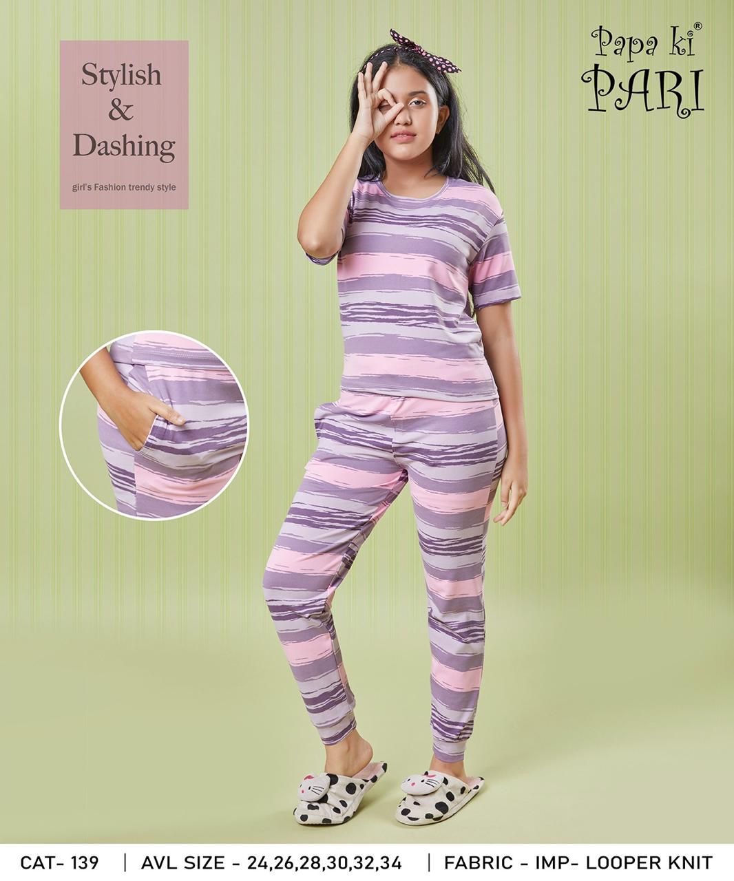Print Cat 139 Papa Ki Pari Imported Girls Co Ord Set Wholesaler Gujarat
