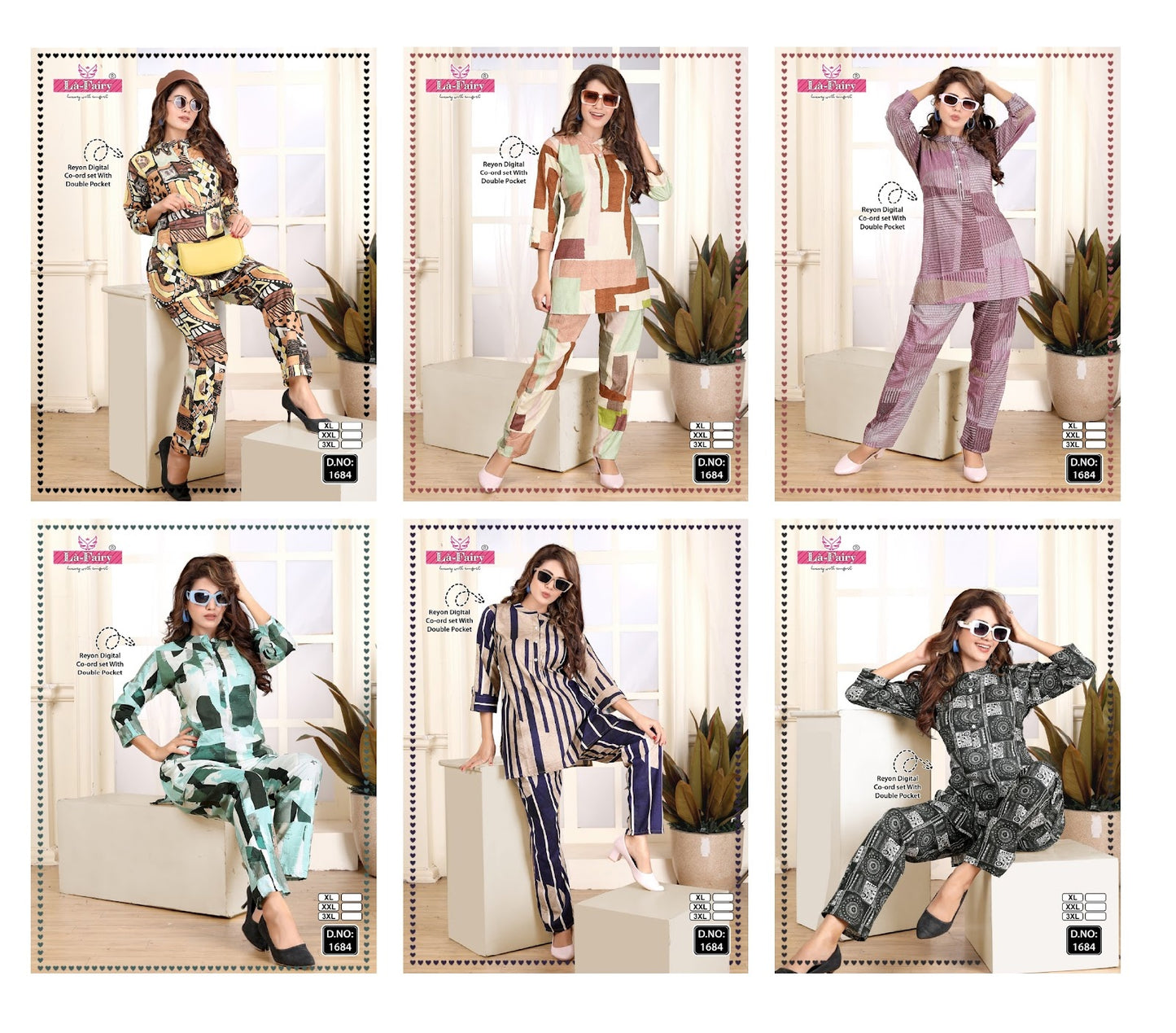 Print Design 1684 La Fairy Reyon Co Ord Set Exporter Ahmedabad