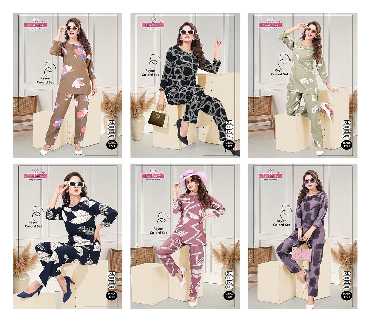 Print Design 1721 La Fairy Rayon 22Kg Co Ord Set Exporter Ahmedabad
