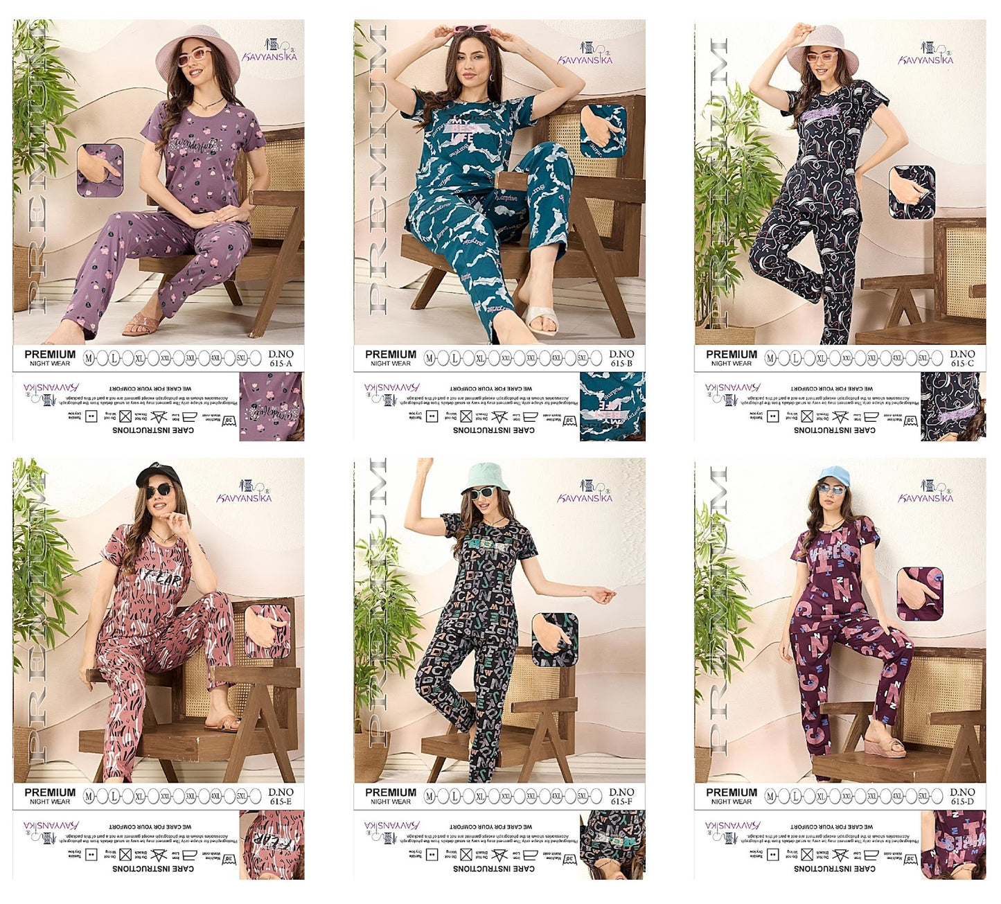 Print Design 615 Kavyansika Hosiery Cotton Pyjama Night Suits Wholesale Price