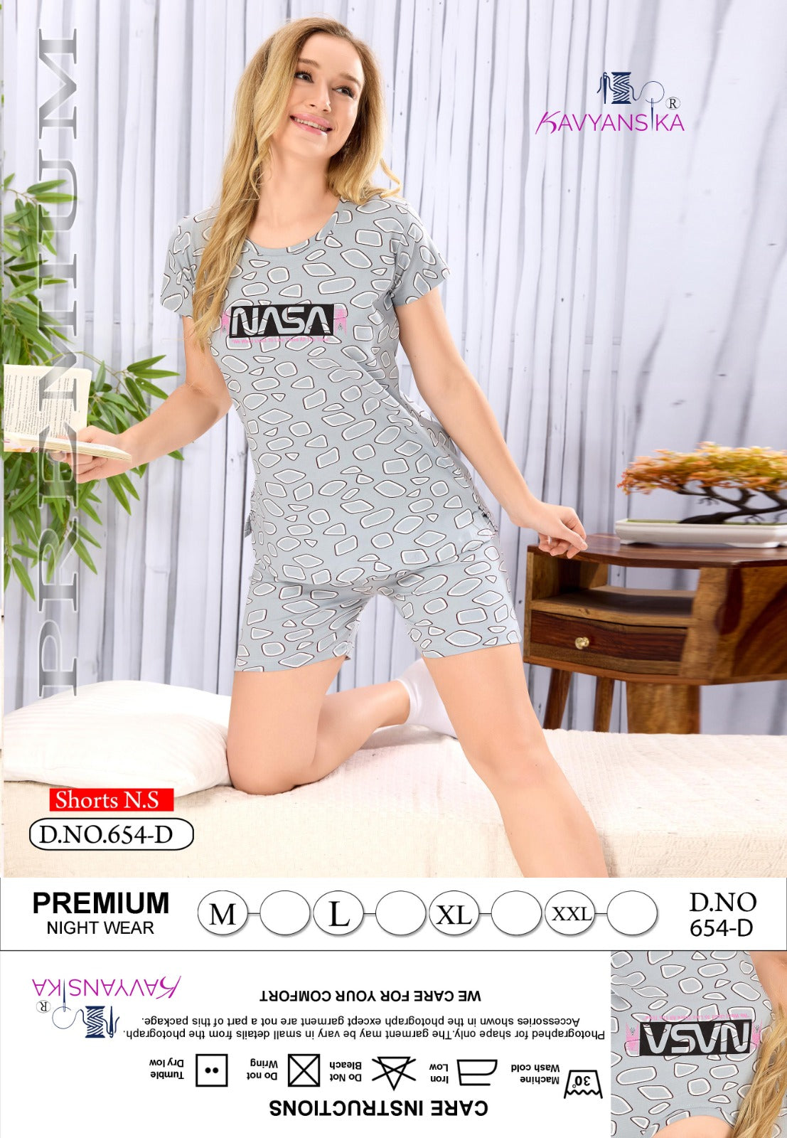 Print Design No 654 Kavyansika Hosiery Shorts Night Suits Wholesale