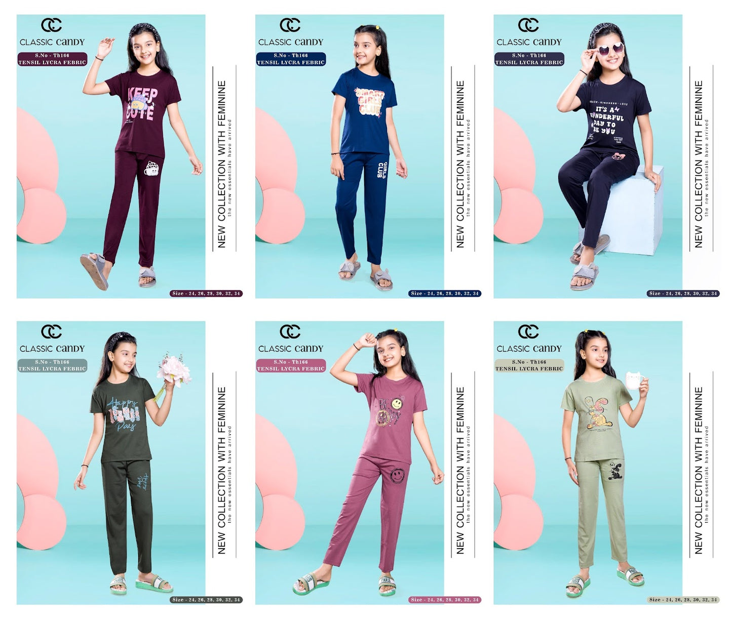 Print Th 166 Classic Candy Imported Girls Night Suits Wholesale Price