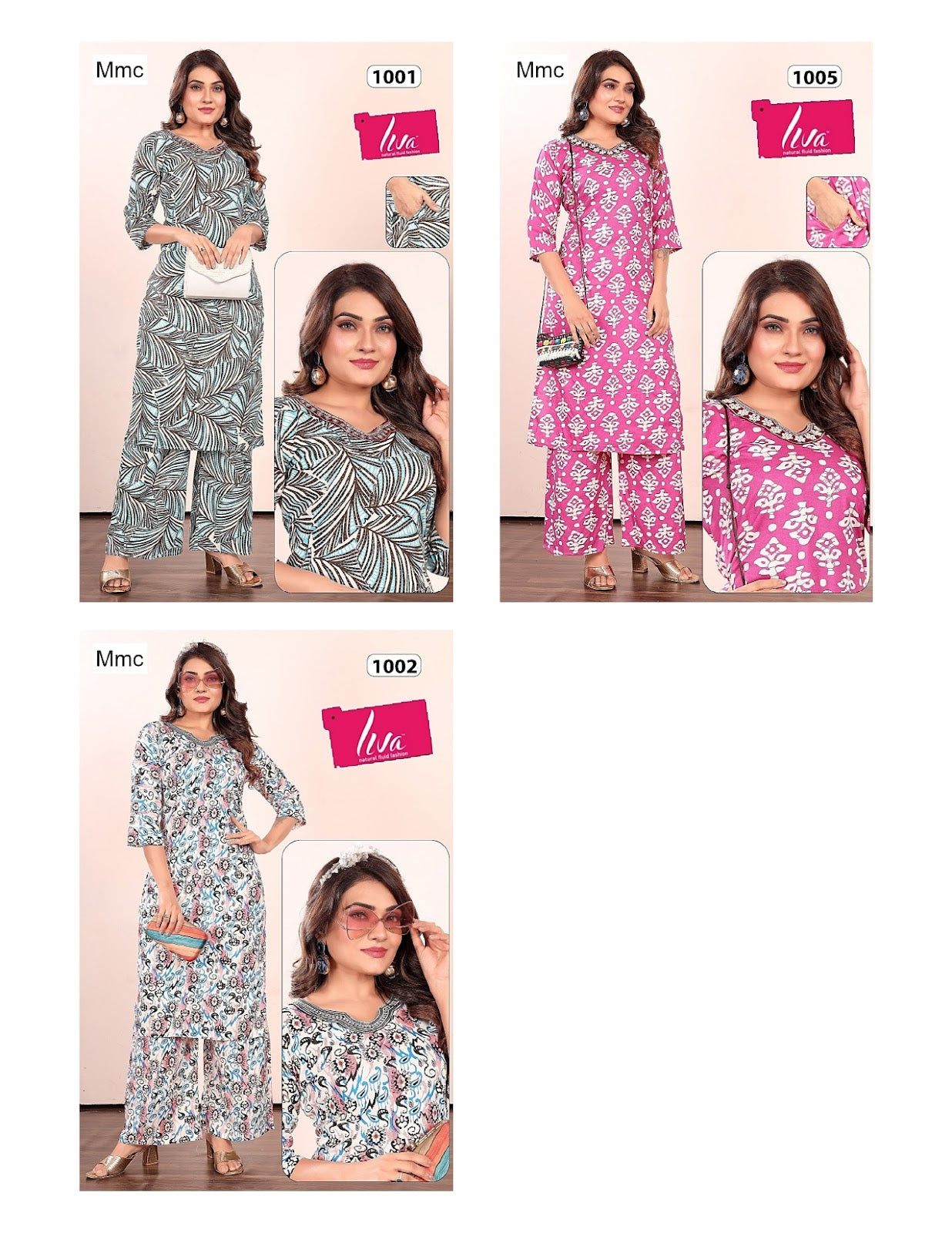 Print To Print 0808 Mmc Liva Rayon Kurti Plazzo Set Wholesale