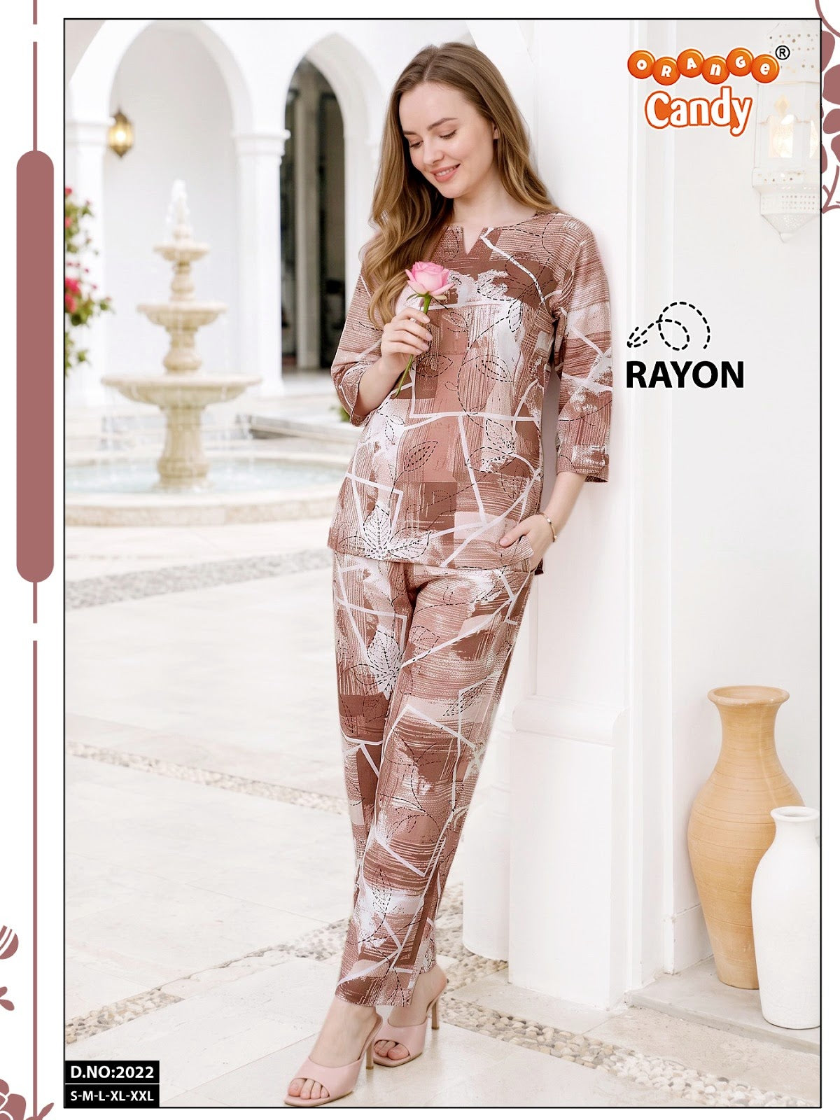 Print To Print 2022 Orange Candy Rayon Co Ord Set Supplier India