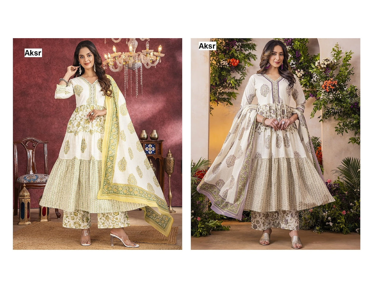 Print To Print Aksr Cambric Cotton Readymade Anarkali Suits Wholesale Price
