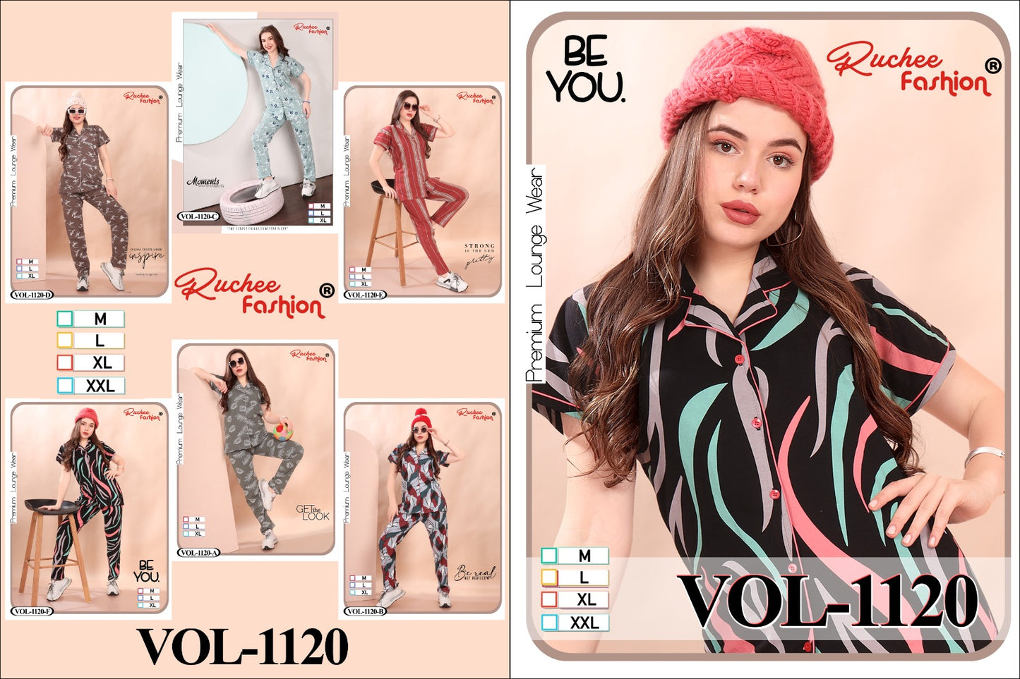 Print Vol 1120 Ruchee Fashion Sinker Collar Night Suits Supplier