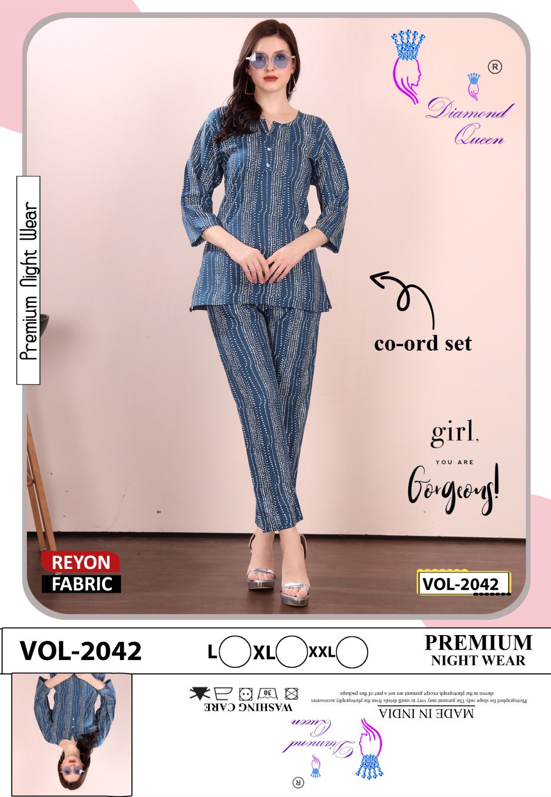 Print Vol 2037-2042 Diamond Queen Rayon Co Ord Set Wholesale