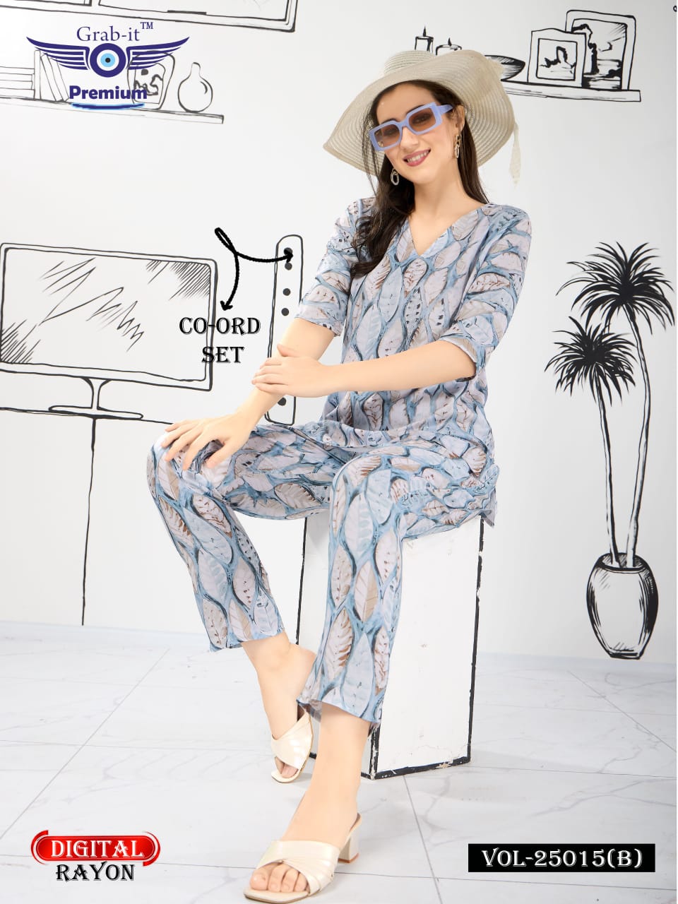 Print Vol 25015 B Grab It Rayon Co Ord Set Wholesaler