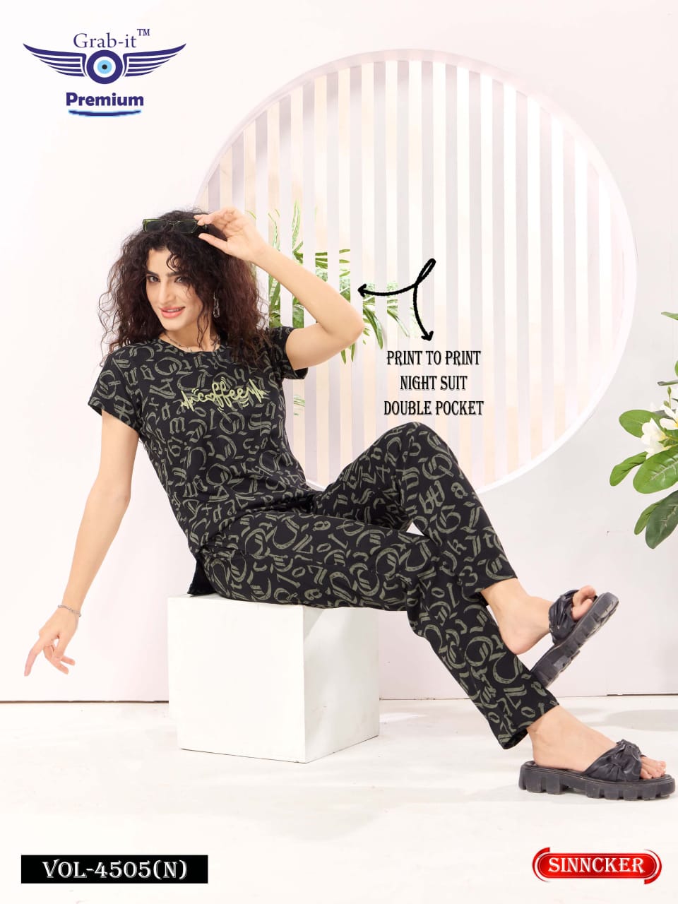 Print Vol 4505 N Grab It Sinker Pyjama Night Suits Supplier