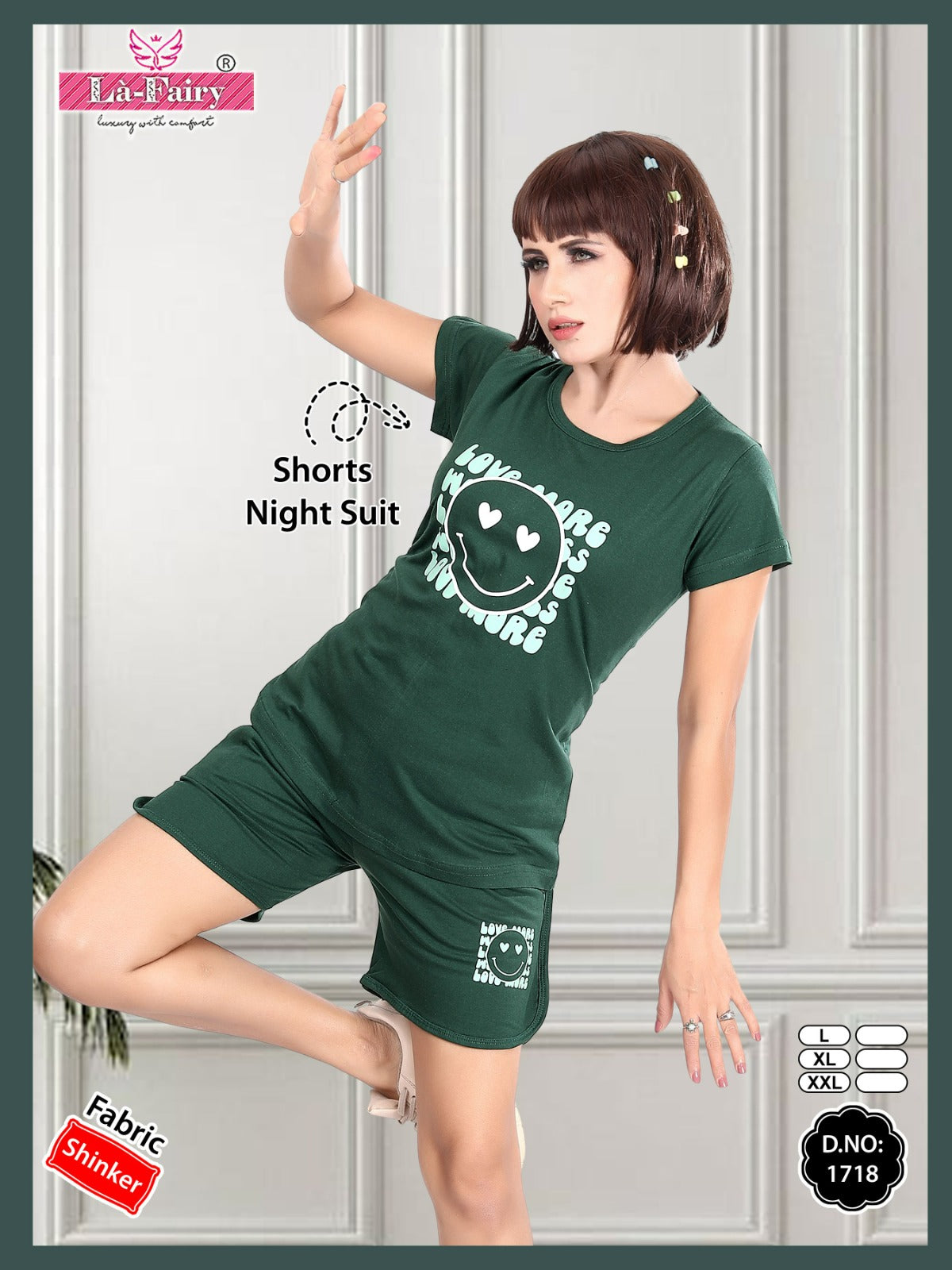 Printed 1718 La Fairy Shinker Shorts Night Suits Manufacturer India