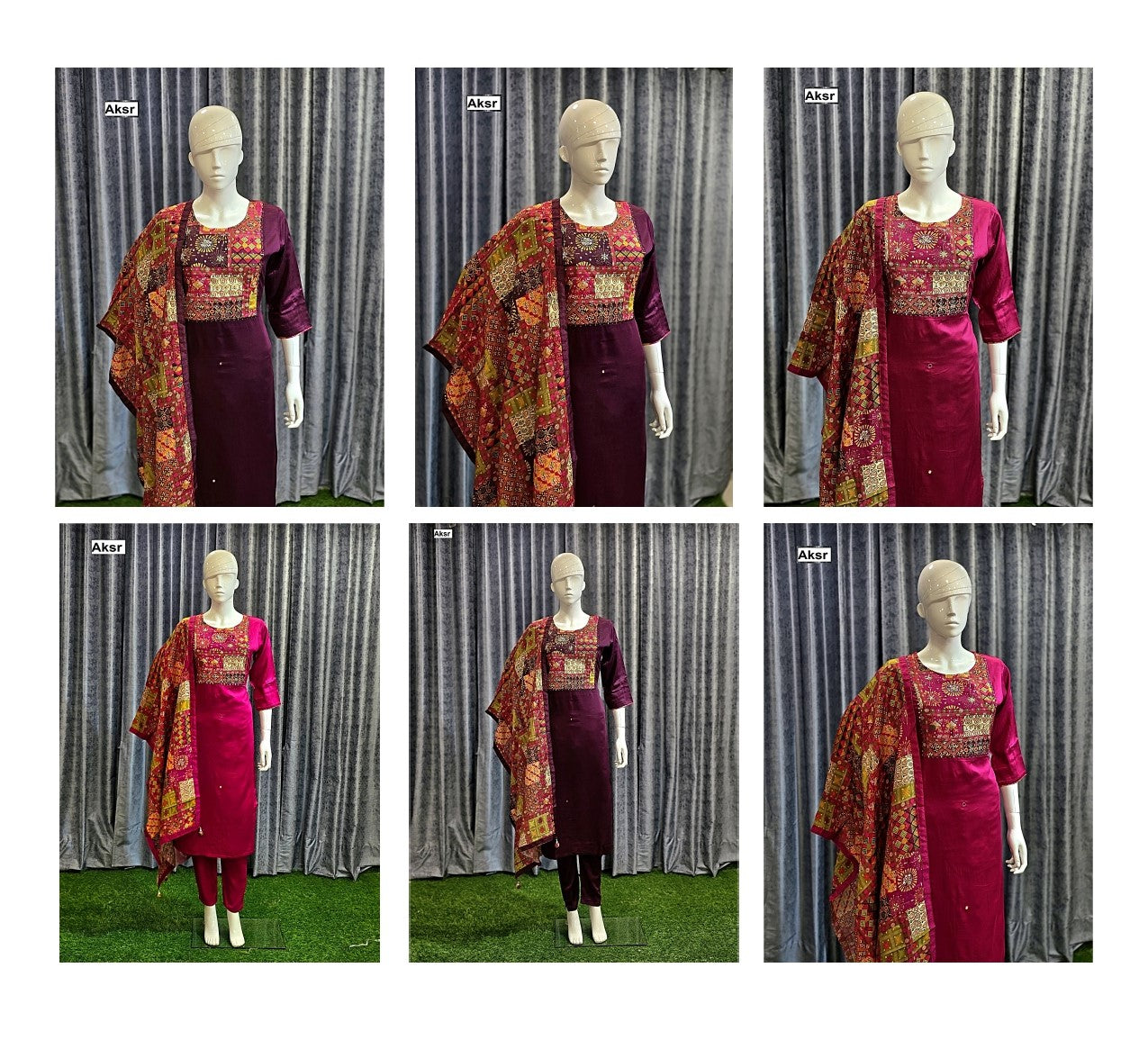 Printed Dupatta Aksr Gaji Silk Readymade Pant Style Suits Wholesale