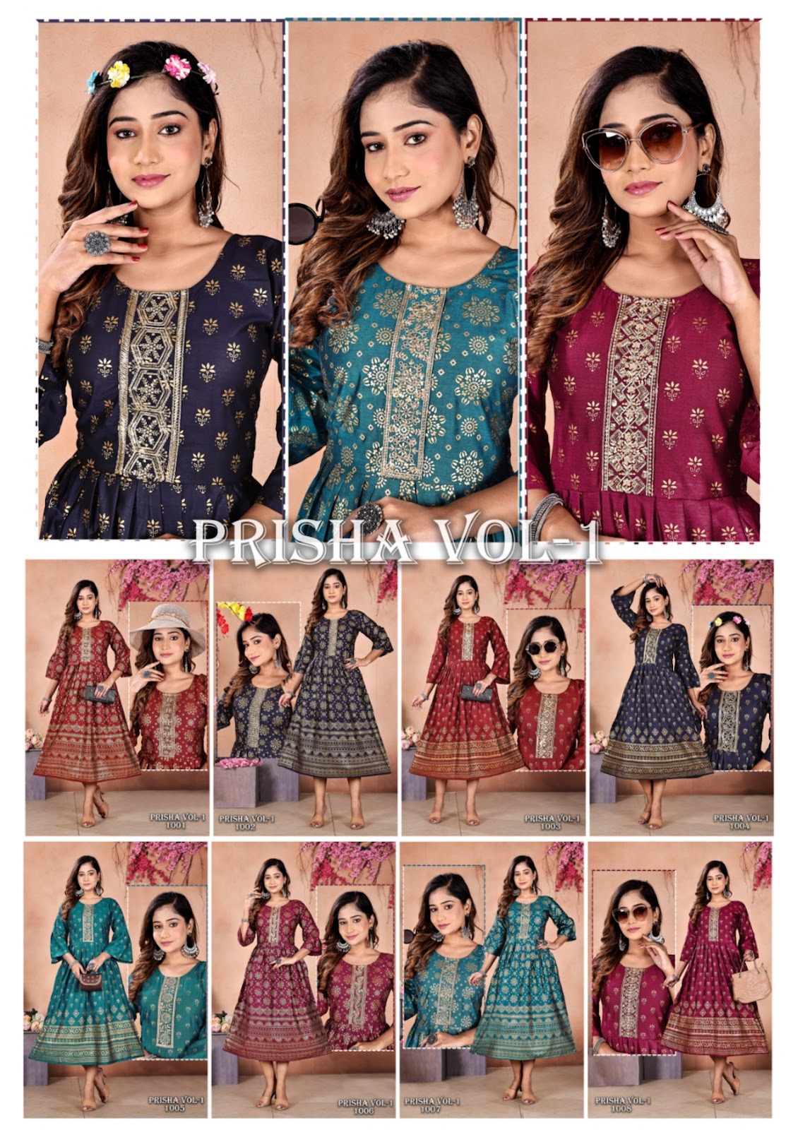 Prisha Vol 1 M Rayon Anarkali Kurtis