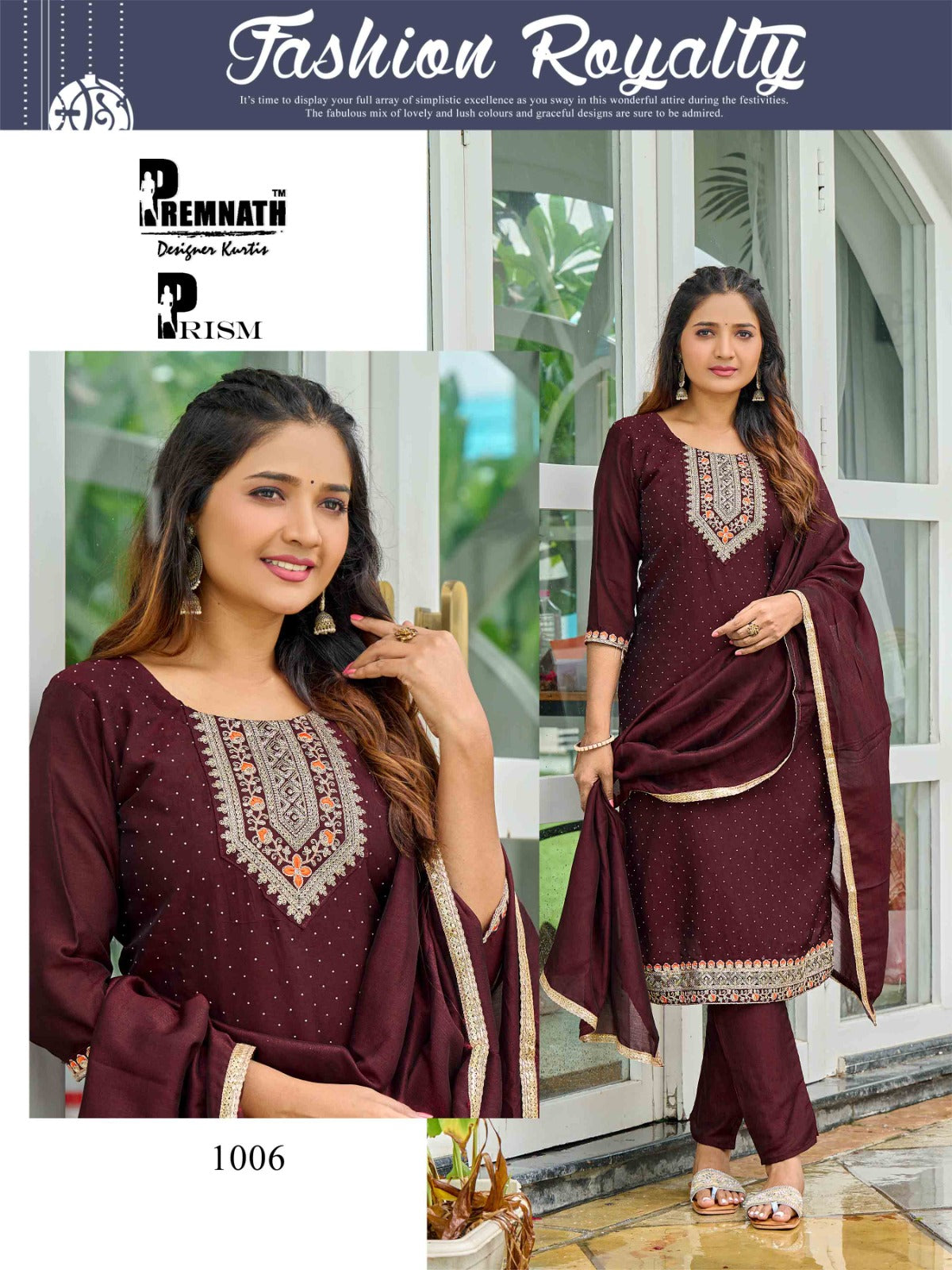 Prism Premnath Vichitra Silk Readymade Pant Style Suits Wholesale