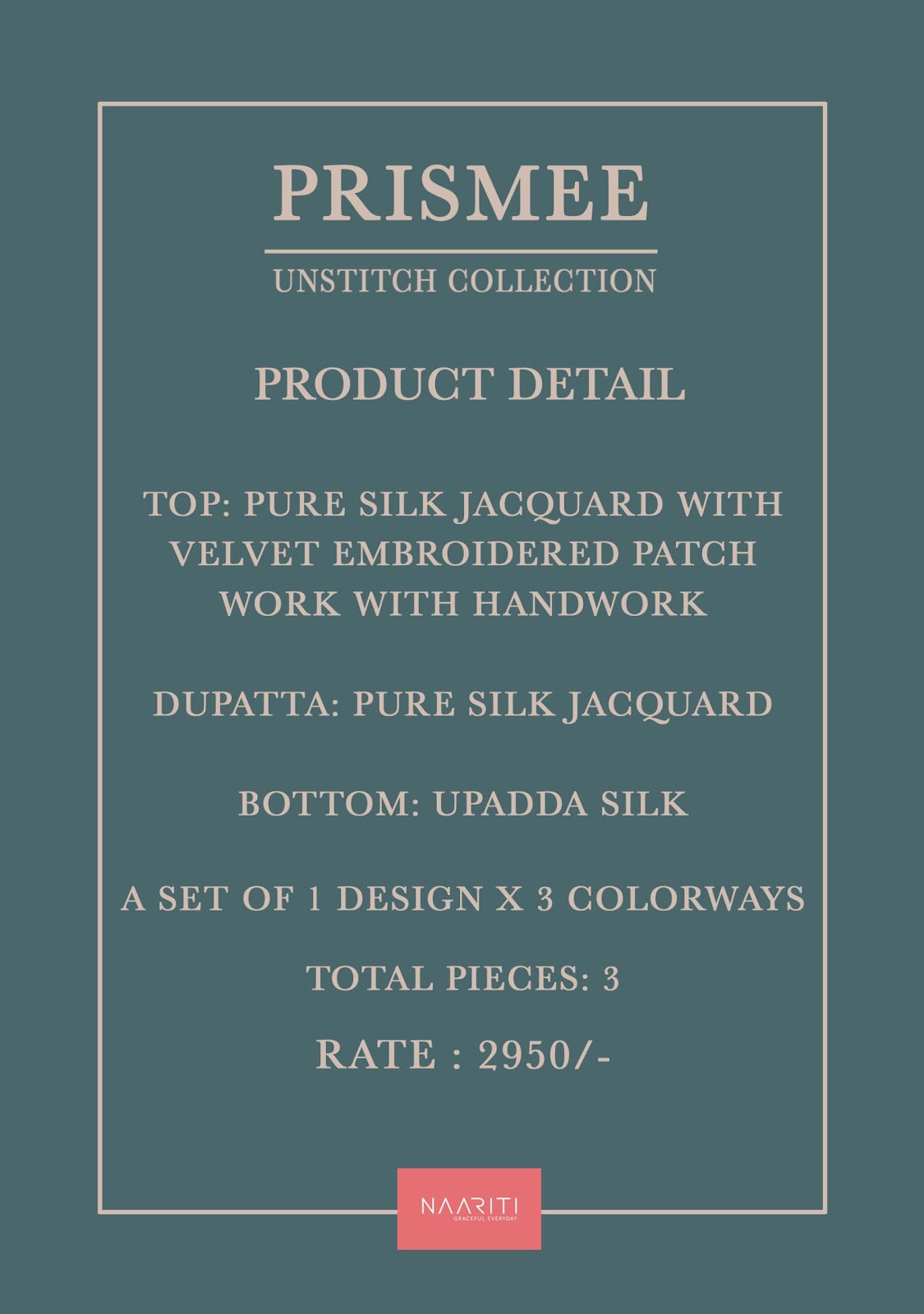 Prismee Naariti Pure Silk Pant Style Suits Exporter Ahmedabad