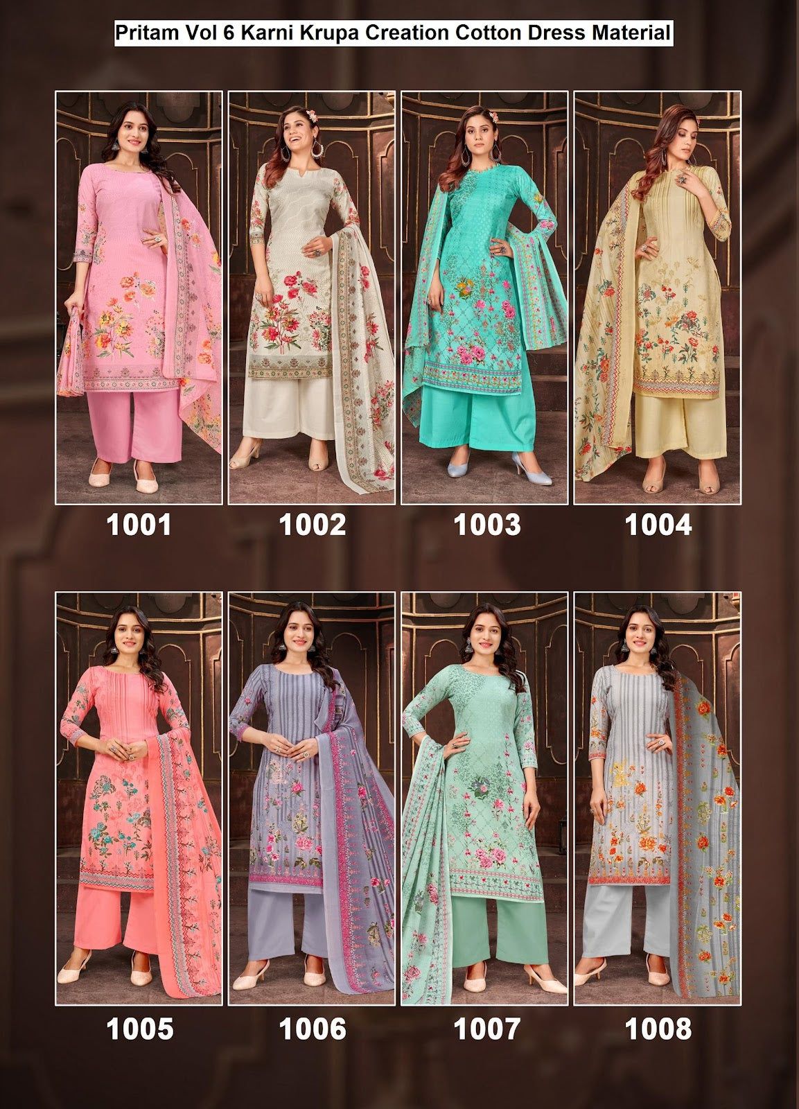 Pritam Vol Karni Krupa Creation Cotton Dress Material Wholesale Price