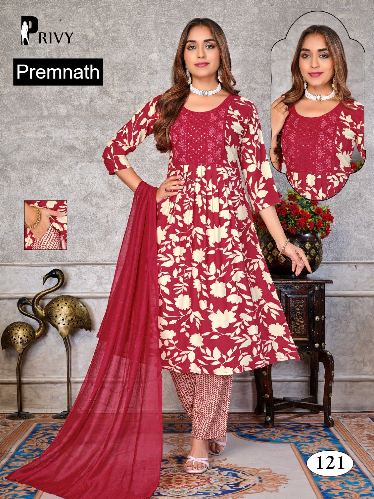 Privy 1308 Premnath Rayon Readymade Anarkali Suits Supplier India