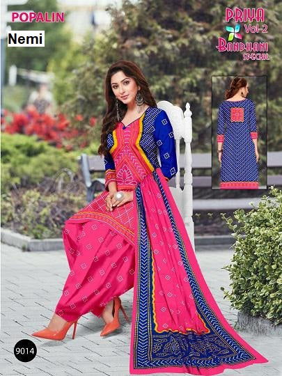 Priya Bandhani Vol 2 Nemi Poplin Readymade Patiyala Suits Wholesale
