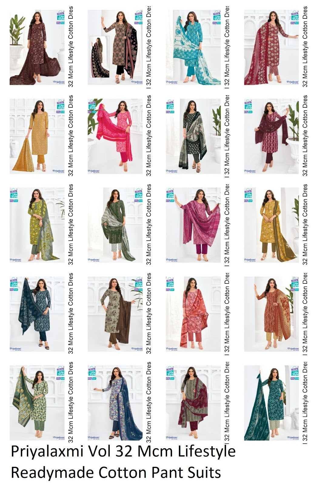 Priyalaxmi Vol 32 Mcm Lifestyle Readymade Cotton Pant Suits Wholesaler India