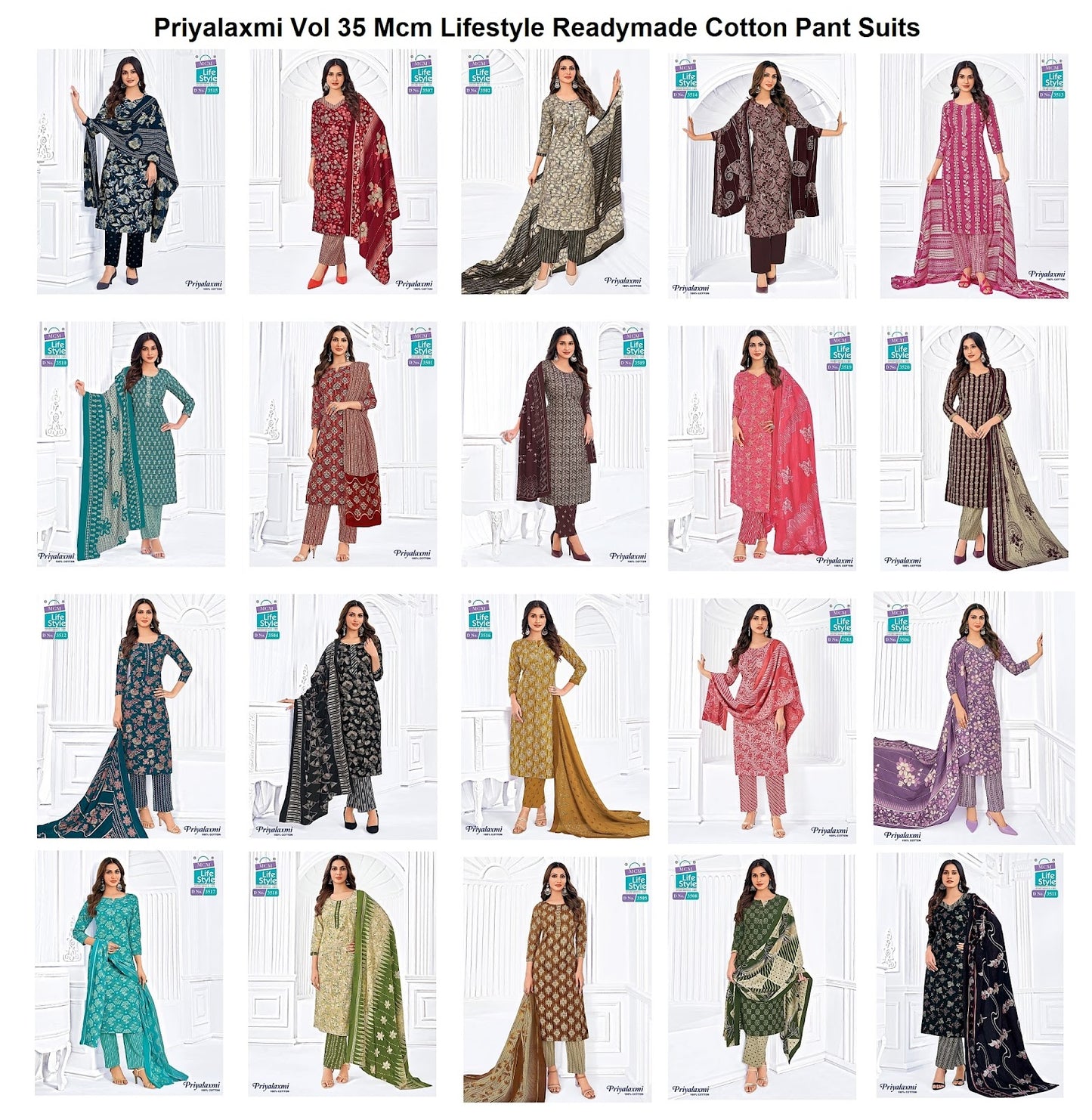 Priyalaxmi Vol 35 Mcm Lifestyle Readymade Cotton Pant Suits Exporter Ahmedabad
