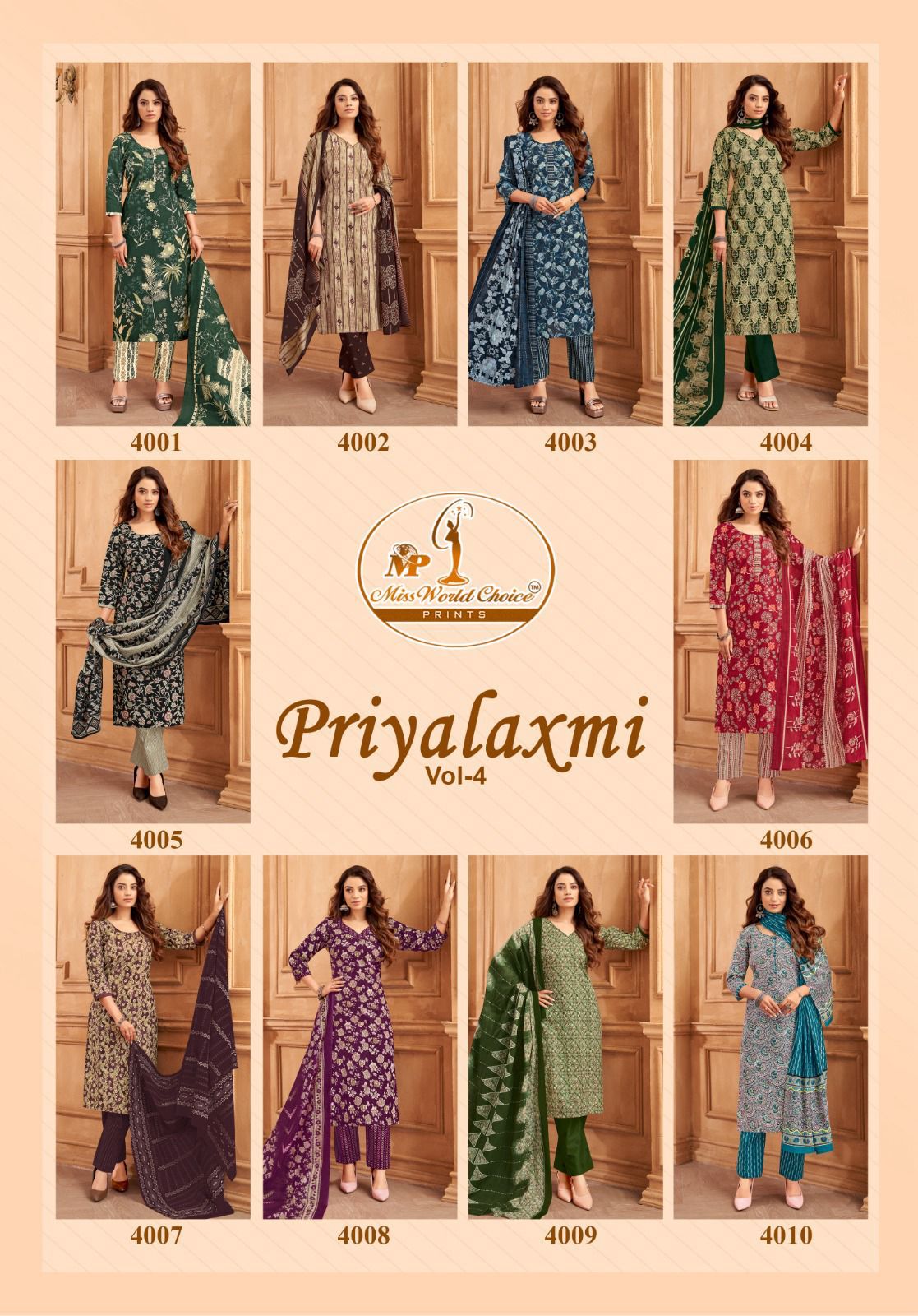 Priyalaxmi Vol 4 Miss World Choice Readymade Cotton Pant Suits Exporter Ahmedabad