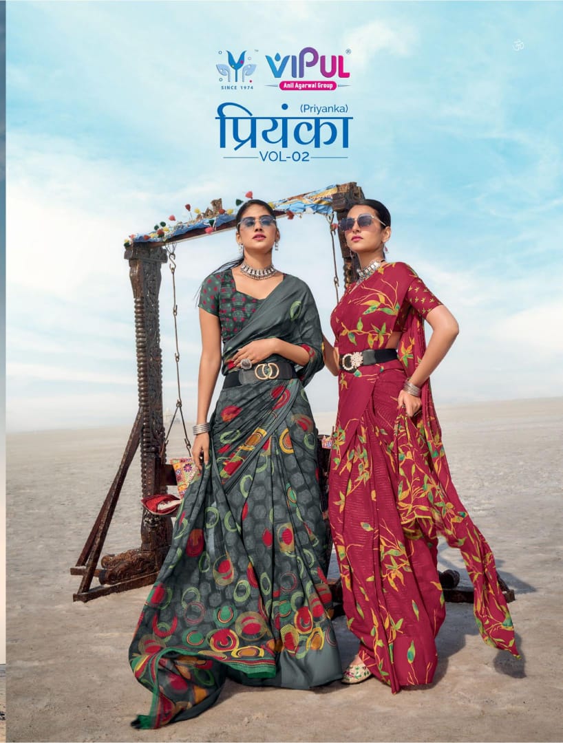 Priyanka Vol 2 Vipul Georgette Sarees Manufacturer Ahmedabad