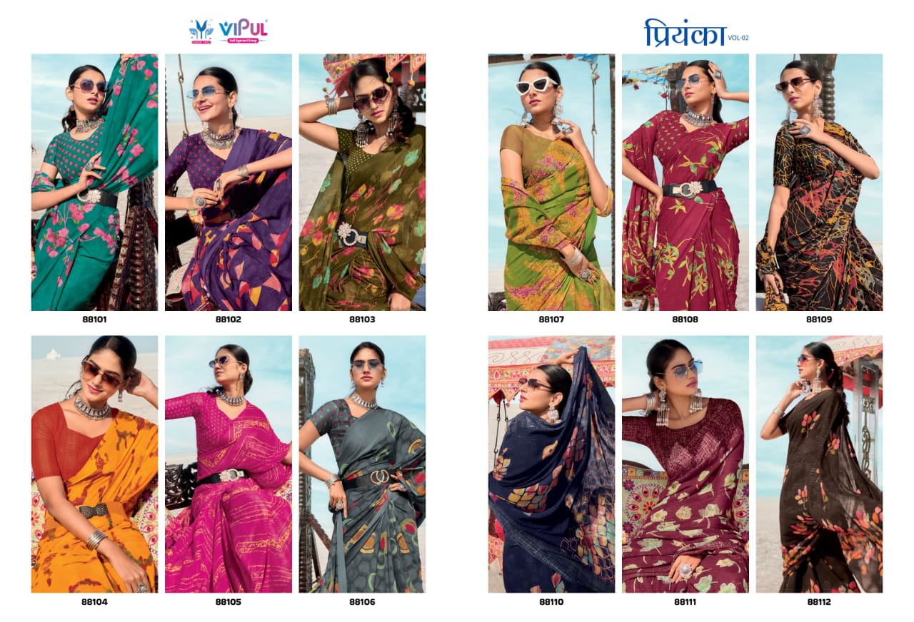 Priyanka Vol 2 Vipul Georgette Sarees Manufacturer Ahmedabad