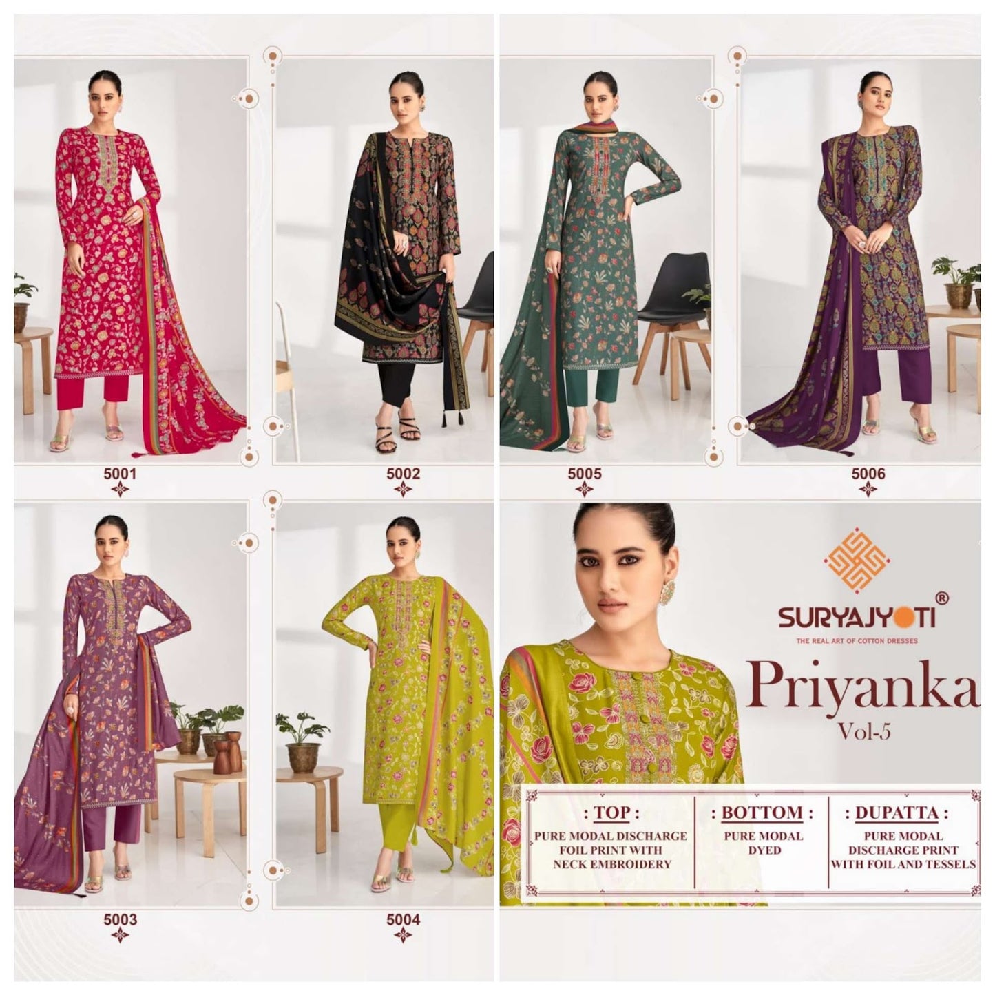 Priyanka Vol 5 Suryajyoti Modal Pant Style Suits Manufacturer Ahmedabad