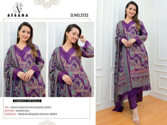 Pulpy 2132 Afsana Pure Muslin Readymade Pant Style Suits