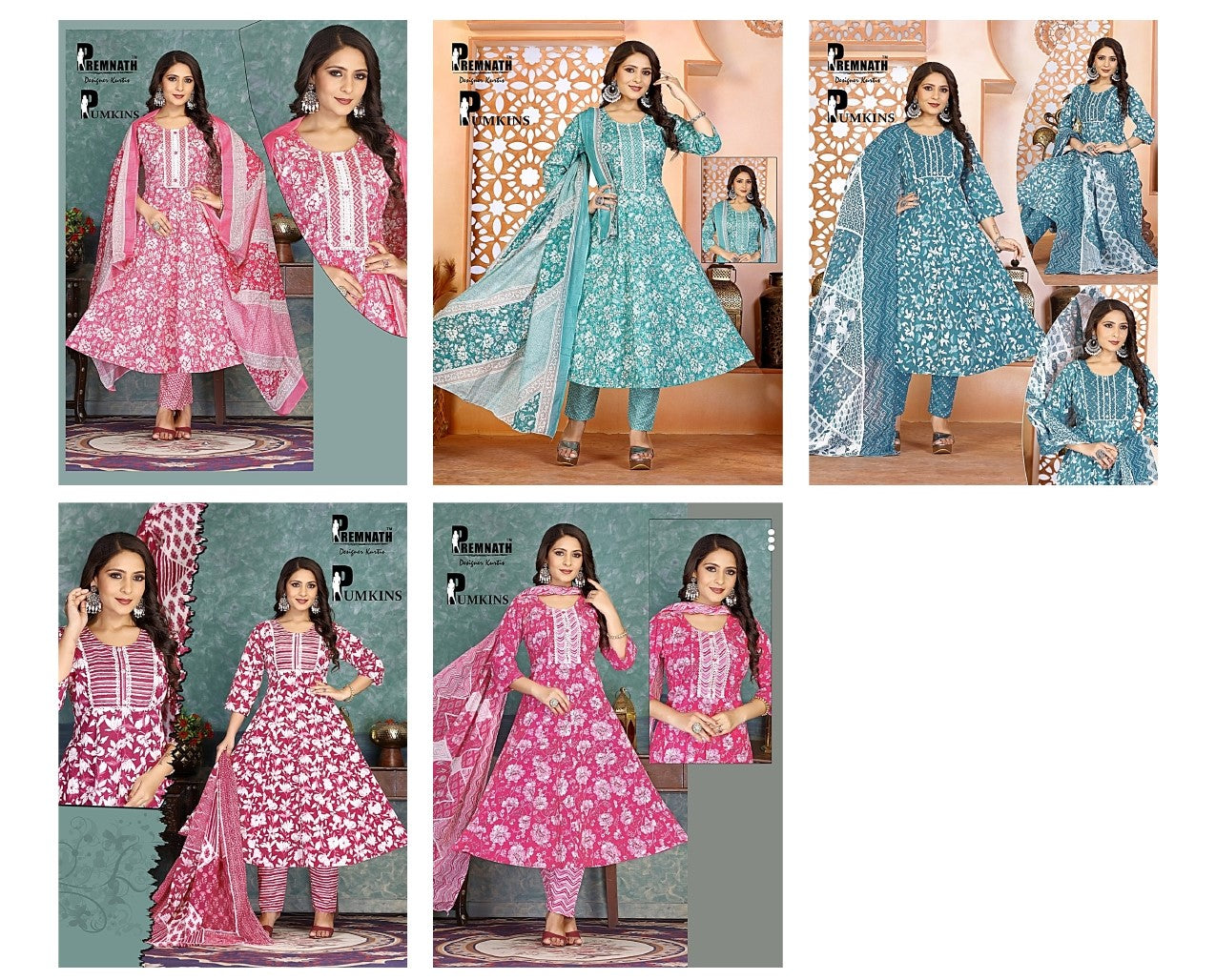 Pumkins Premnath Cambric Cotton Readymade Anarkali Suits Wholesale Price