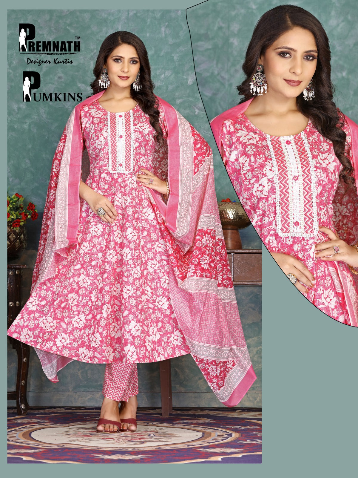 Pumkins Premnath Cambric Cotton Readymade Anarkali Suits Wholesale Price