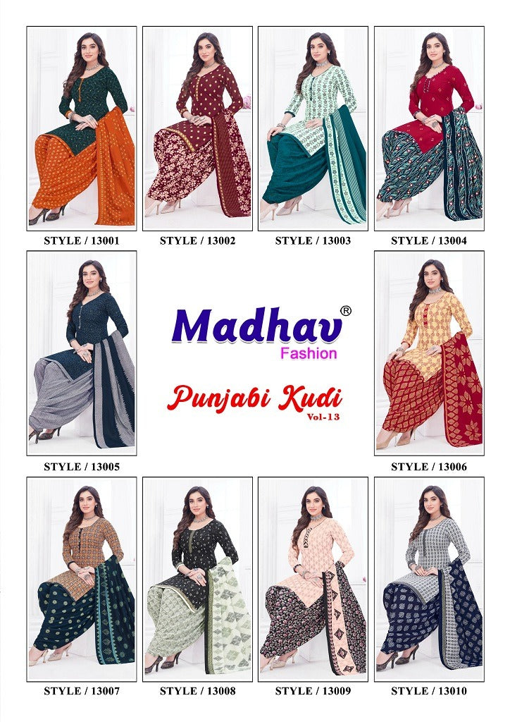 Punjabi Kudi Vol 13 Madhav Fashion Readymade Cotton Patiyala Suits