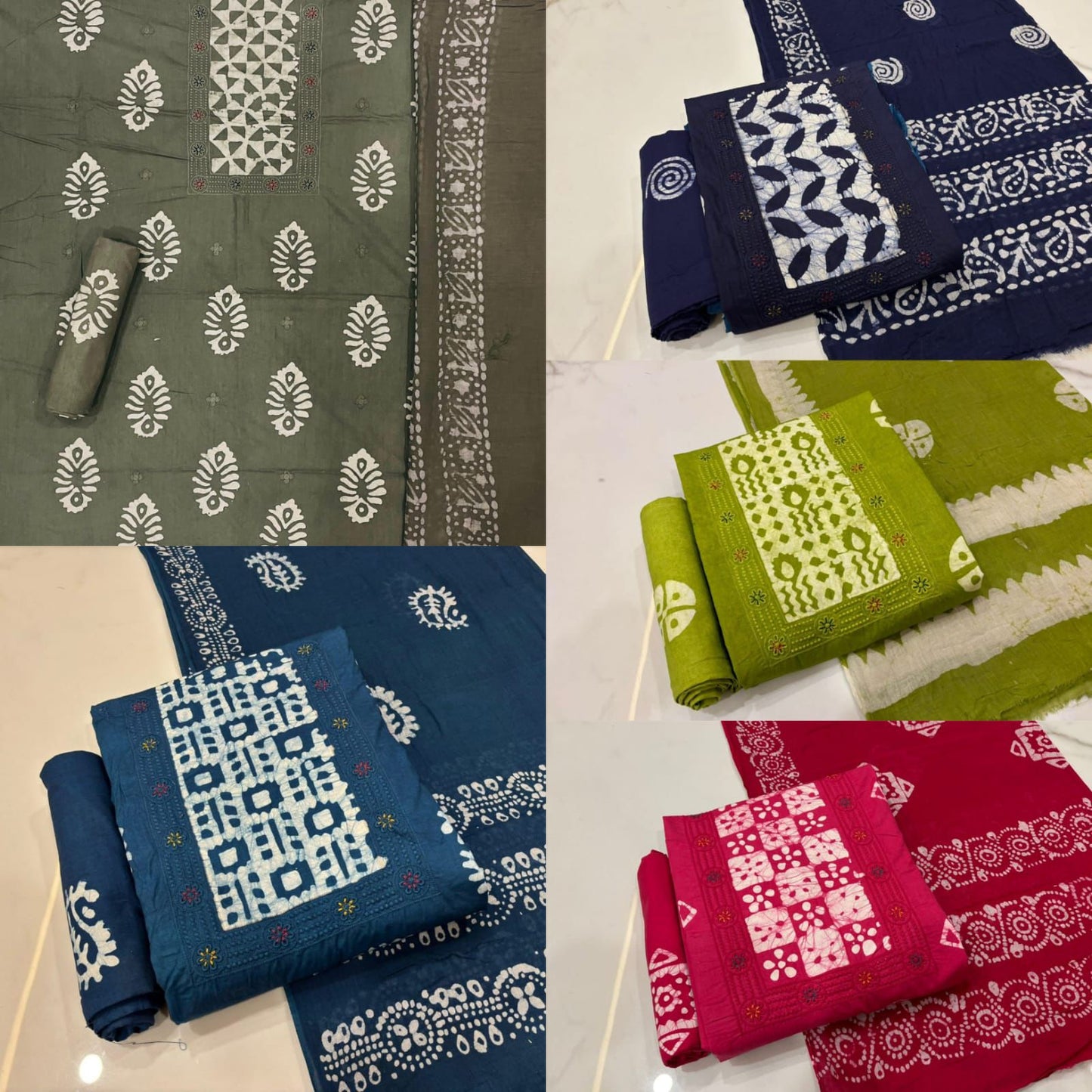 Pure Cotton 081024 Balajit Wax Batik Salwar Suits Wholesaler India