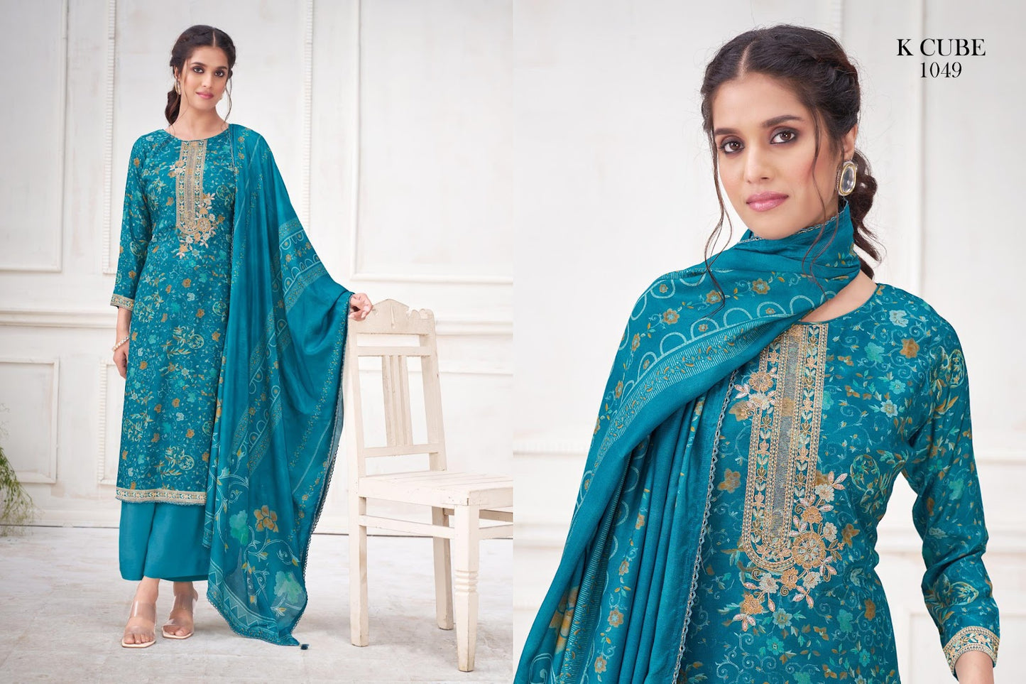 Purna 1049 K Cube Muslin Plazzo Style Suits Wholesaler Gujarat