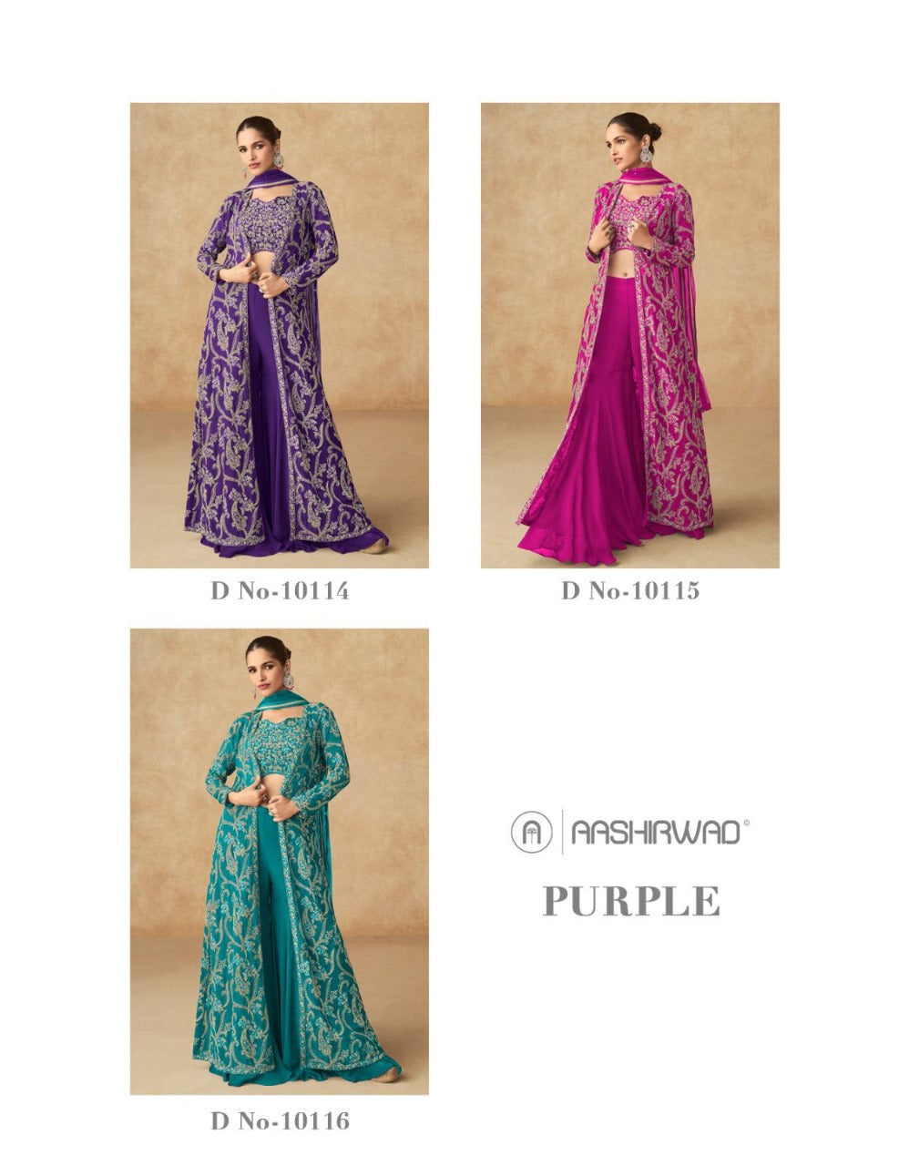 Purple Aashirwad Creation Georgette Indo Western Pair Exporter