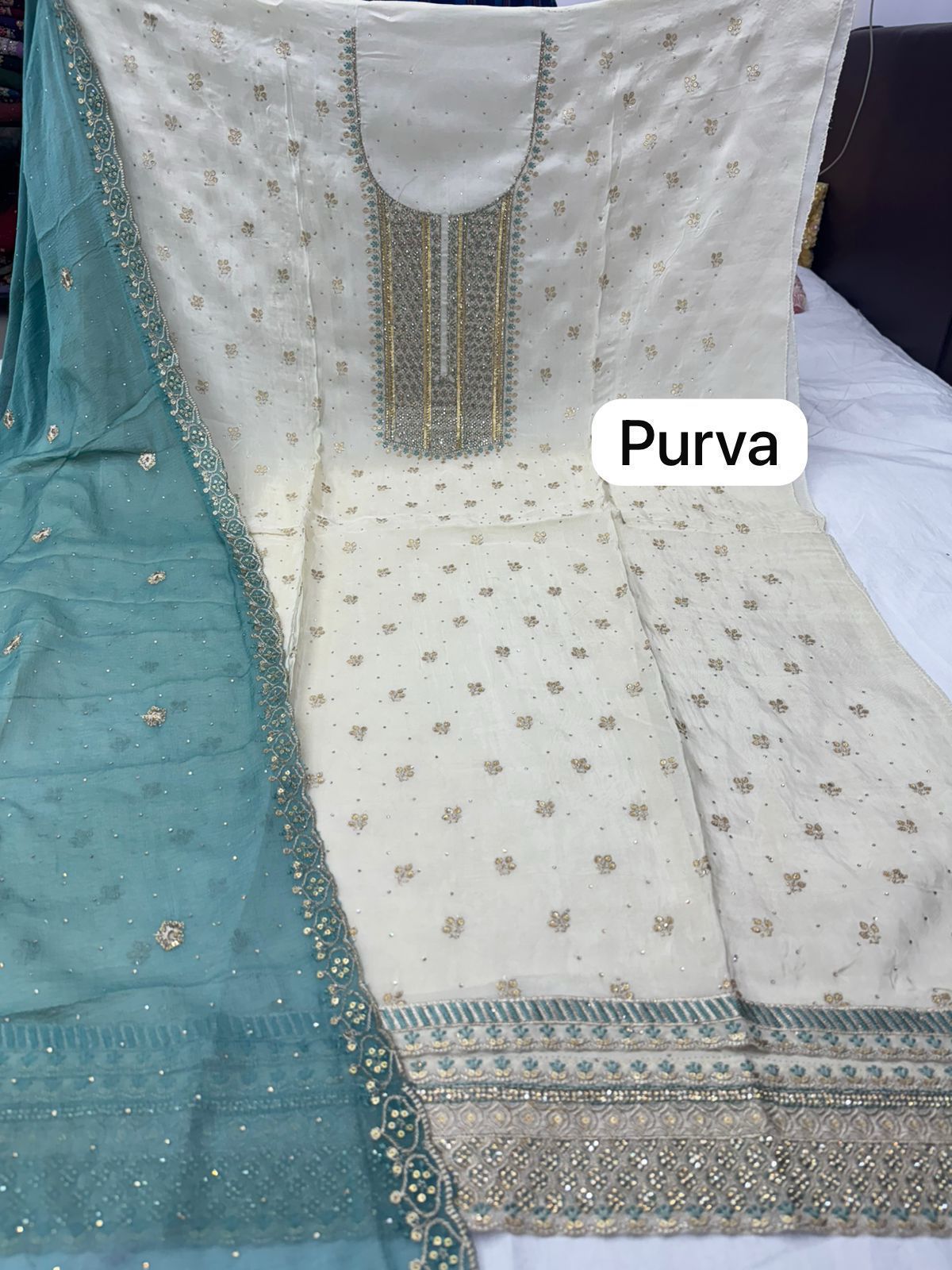 Purva Nayandeep Organza Salwar Suits Supplier Gujarat