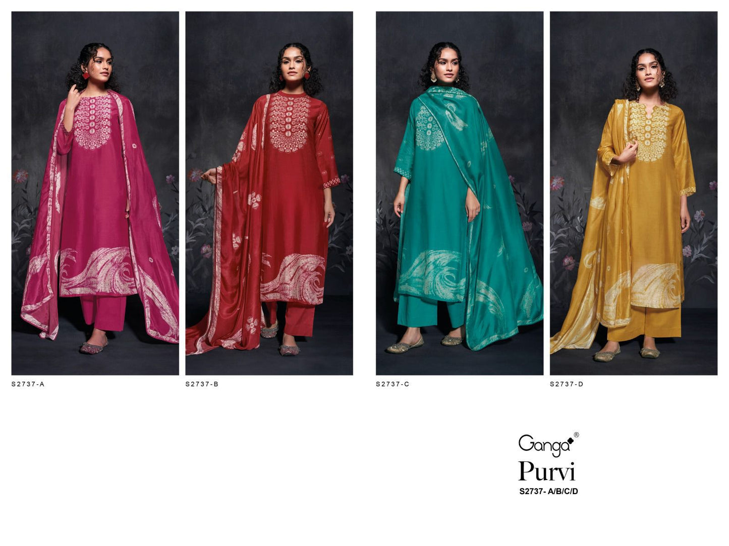 Purvi 2737 Ganga Premium Bemberg Plazzo Style Suits Manufacturer Gujarat