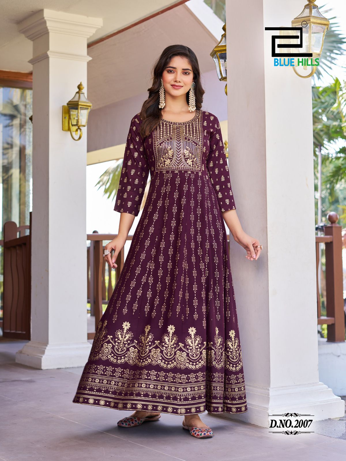 Pushpa 2 Blue Hills Rayon 14Kg Anarkali Kurtis Wholesale Rate