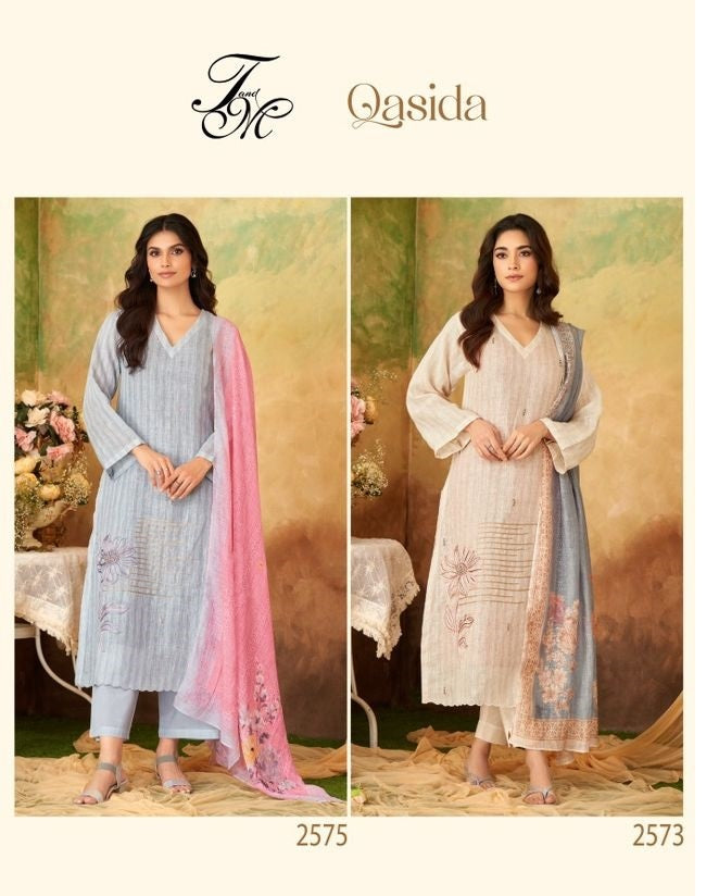 Qasida Tm Pure Linen Plazzo Style Suits Exporter