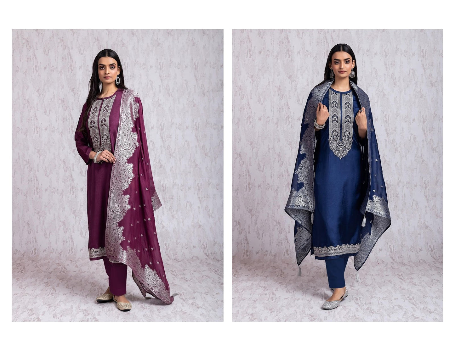 Qayaam Naariti Russian Silk Pant Style Suits Manufacturer India