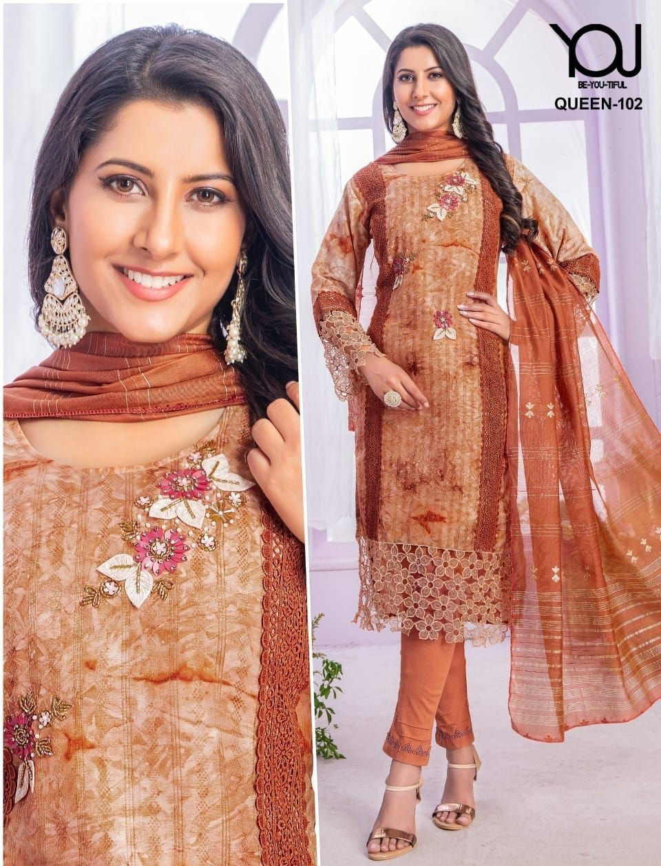 Queen 102-104 You Roman Silk Readymade Pant Style Suits Manufacturer India