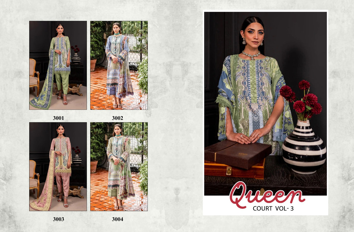 Queen Court Vol 3 Mahgul Lawn Cotton Pakistani Patch Work Suits Wholesale Rate