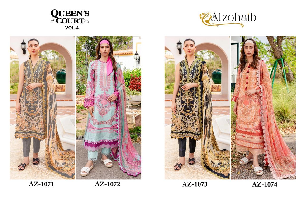 Queen Court Vol 4 Al Zohaib Cotton Pakistani Patch Work Suits Wholesaler Ahmedabad