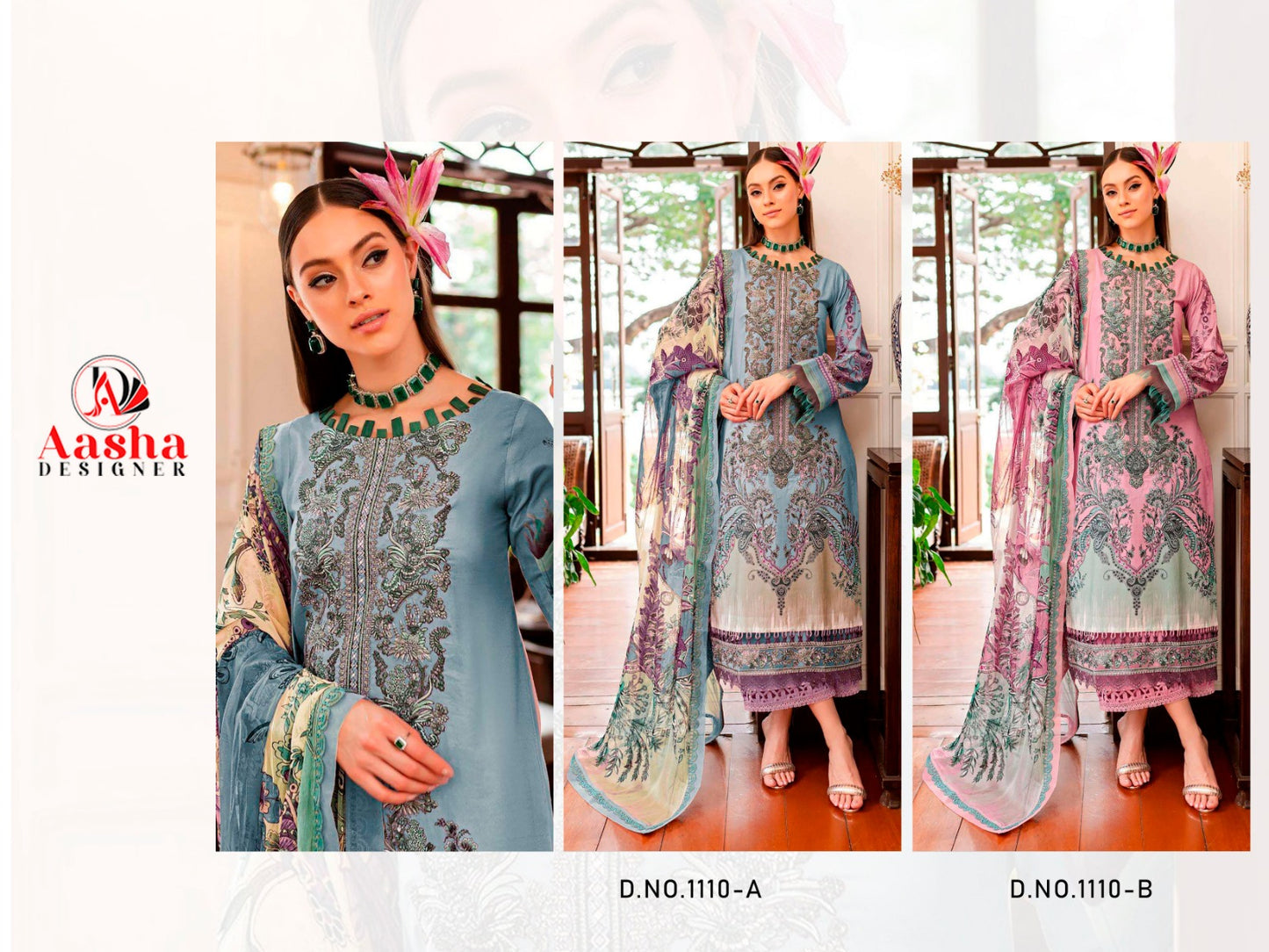 Queen Court Vol 7-1110 Aasha Designer Pure Cotton Pakistani Salwar Suits Wholesale Price