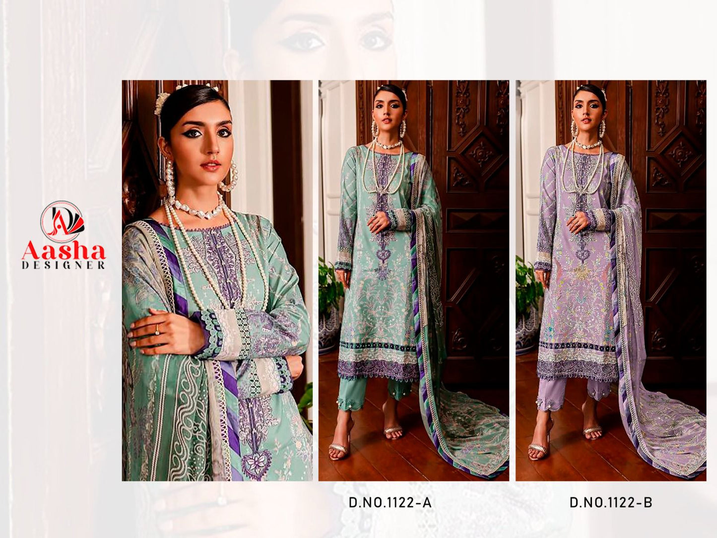 Queen Court Vol 8-1122 Aasha Designer Pure Cotton Pakistani Patch Work Suits Wholesaler India